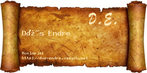 Dús Endre névjegykártya